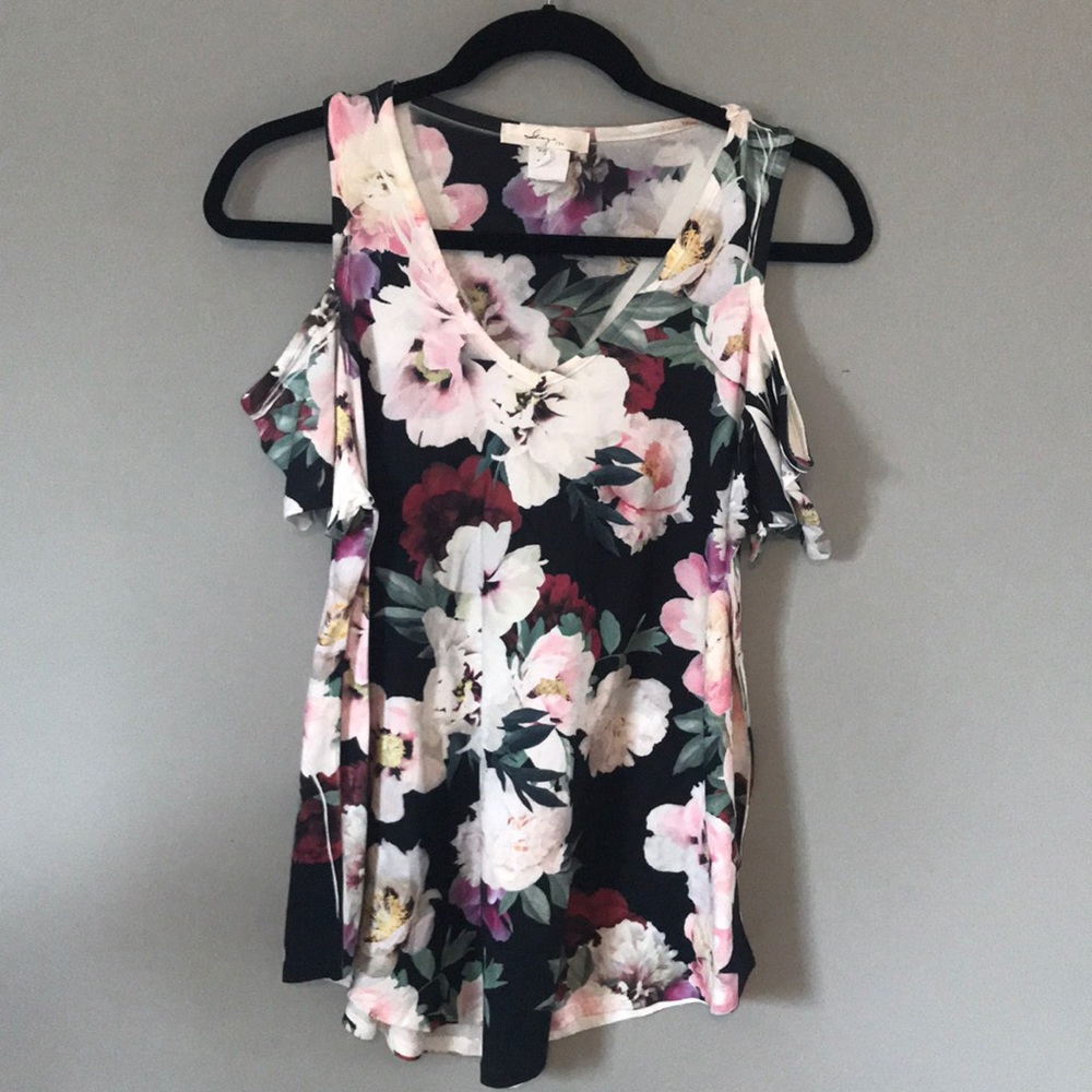 Floral cold shoulder top